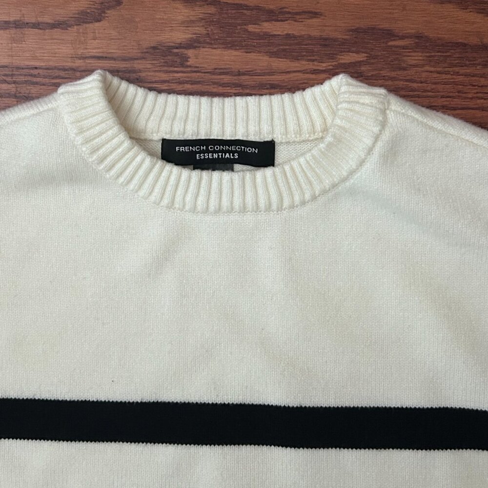 French Connection Striped Crewneck Sweater Size Small Drop Shoulder - Picture 7 of 10